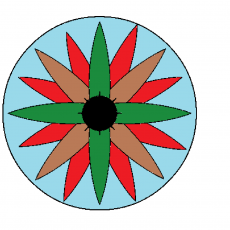 Renkli Çiçek Deseni: 8 Yaprakli Geometrik Şematik Grafik