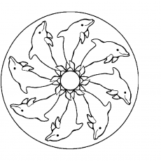 Dolphin Mandala Coloring Page - 8 Dolphins in Circular Pattern