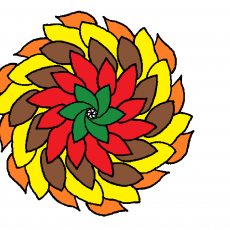 Renkli Yaprak Spiral Deseni – Sanatsal Çizim Eğitimi