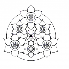 Eight Lotus Flower Mandala Coloring Page for Mindfulness and Relaxation