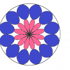 Geometrik Desen: Mavi ve Pembe Çiçek Motifi
