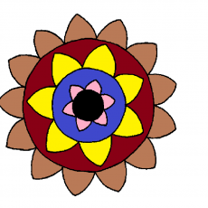 Çiçek Deseni: 7 Petal Flower with Colorful Layers
