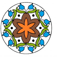 Desenli Çiçek Mandala | 1 Mandala Tasarımı | Mavi ve Yeşil Renkler