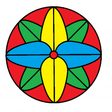Renkli Geometrik Desen: Dört Renkli Çiçek Motifi - 4 Dört İki 2