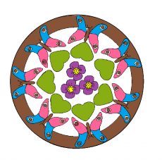 Renkli Kelebekler ve Çiçeklerle Daire Deseni - Eğitim Materyali