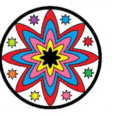 Renkli Çiçek Deseni: 8 Kenar Simetrik Mandala