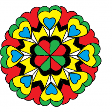 Renkli Kalp Deseni: Geometrik Şekiller ve Renk Farklılıkları