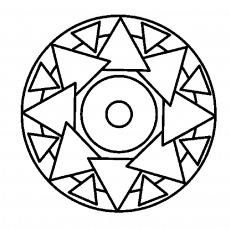 Daire İçinde Ok Şekilleri ve Merkez Daire - Geometrik Deseni Öğrenme Materyali