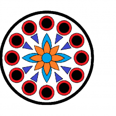 Geometrik Desen: Renkli Çiçek Motifli Mandala