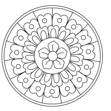 Çiçek Desenli Mandala Boyama Şeması
