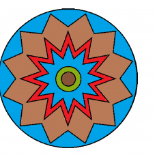 Renkli Geometrik Desen: Altıgen Yapı ve Daire İçinde Yıldız Motifi