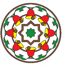 Dekoratif Çanlar ve Yeşil Sarmal Motifli Mandala Tasarımı