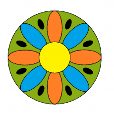 Renkli Çiçek Deseni ile Dairesel Motif Görseli - Çocuk Eğitimi