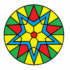 Renkli Yıldız Deseni Dairesi - 8 Renkli Geometrik Şekil