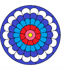 Renkli Mandala Deseni: 1 Çiçek Motifi