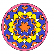 Renkli Kalp Mandala Deseni