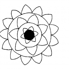 Geometrik Çiçek Deseni: 5 Çiçek Halkasından Oluşan Simetrik Tasarım