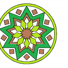 Sekizgen Desenli Renkli Geometrik Mandala Çizimi