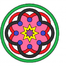 Çiçek Motifi Renkli Geometrik Desen