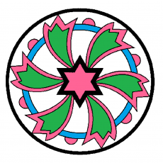 Renkli Çiçek Motifi: 8 Yapraklı Yıldızlı Mandala Deseni
