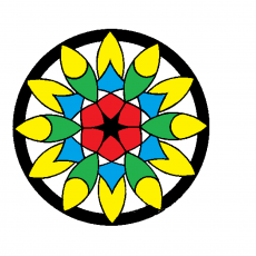 Renkli Mandala Deseni: 8 Çiçek Yaprağı ve 1 Yıldız