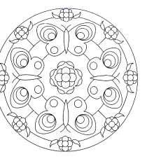 Kelebekler ve Çiçekler Temalı Mandala Boyama Sayfası