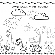 Ormanda Yaşayan Vahşi Hayvanlar - Eğitici Boyama Sayfası
