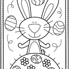 Easter Bunny Coloring Activity with Decorative Easter Eggs