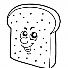 Sour Smile: Animated Bread Character Coloring Page