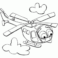 Çizgi Film Tarzında Helikopter: Uçuş ve Bulutlar