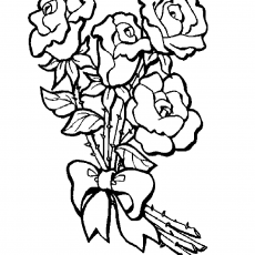 Roses Bouquet Coloring Activity - Four Roses with Bow