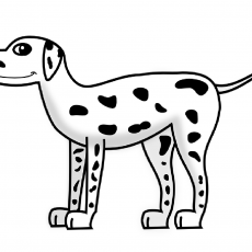 Dört Ayaklı Siyah Benekli Bir Köpek Çizimi (Eğitici Resim)