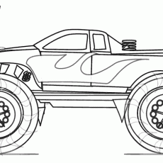 Büyük Tekerlekli Canavar Araç Çizimi (Monster Truck Illustration)
