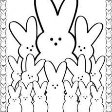 Easter Bunny Coloring Page with Twelve (12) Cartoon Bunnies