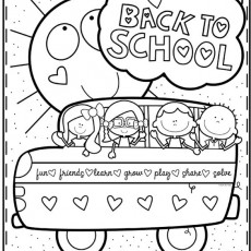 Back to School Coloring Activity with Friends and Fun Elements