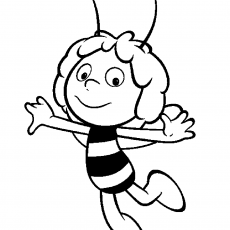Maya the Bee: Educational Cartoon Character Coloring Page