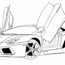 Siyah-Beyaz Lamborghini Aventador Renklendirme Sayfası