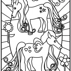 Unicorns Coloring Page - Learn Colors and Creativity with 2 Unicorns, Flowers, Clouds, and Butterflies