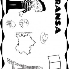 Fransa Eğitim Materyali: Eiffel Kulesi, Beret, Croissant, Fransa Haritası, Fransa Bayrağı