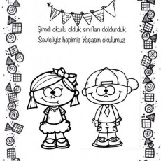 Okul Temalı Eğlenceli Çizim: 2 Karakter ve Eğitim Mesajı