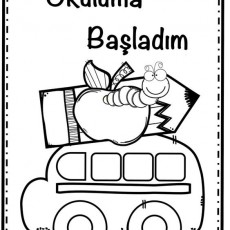 Okul Temalı Eğitim Materyali - Okuluma Başladım, Elma, Kalem, Otobüs, Hayvan