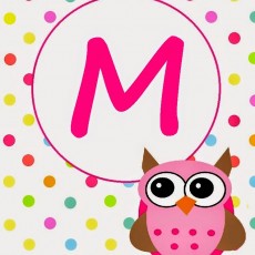 M Harfi ve Kawaii Baykuş: Renkli Eğitici Kart