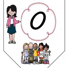 Eğitim Temalı "O" Harfi ve Meslekler İllüstrasyonu
