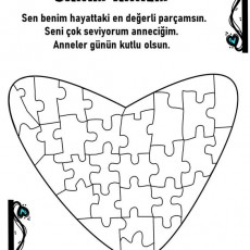 ANNE TEMALI PUZZLE KARTI: 1 ADET PASTEL RENKLERDE GÜN KARTI