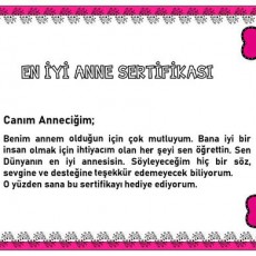 EN İYİ ANNE SERTİFİKASI - Sertifika Belgesi
