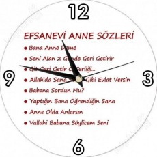Efsanevi Anne Sözleri - Saat Tasarımı 12 Saat 12 Efsanevi İfade