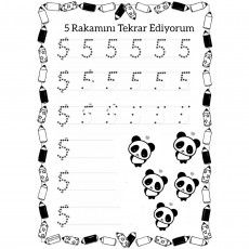 5 Rakamını Tekrar Ediyorum - Eğitim Materyali (Panda Temalı)