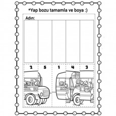 Okul Servisi Yap Boz Etkinliği - 4 Parça Resim Tamamlama