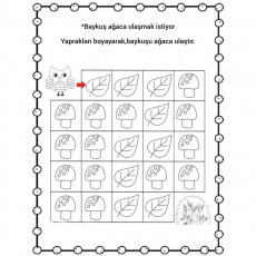 Baykuşun Ağaca Ulaşması İçin Yaprak Boyama Etkinliği - Eğitici Aktivite
