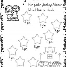 Okul Açılışını Bekleyen Çocuklar ve Yıldız Boyama Aktivitesi - 9 Gün, 8 Gün, 7 Gün, 6 Gün, 5 Gün, 4 Gün, 3 Gün, 2 Gün, 1 Gün